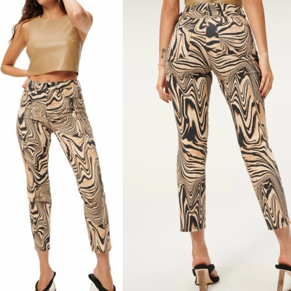 Good American swirl print jeans in TINY, NWT